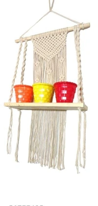 Single Macrame Diy WallHanging Shelf Plant And Showpiece - Free Size, Indoor, Pack of1